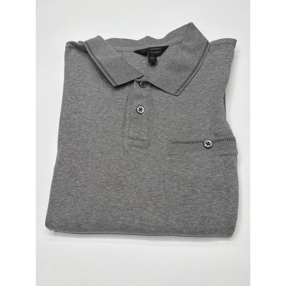 Banana Republic Luxe Touch Performance Polo Shirt Men Large Slim Fit Gray Cotton